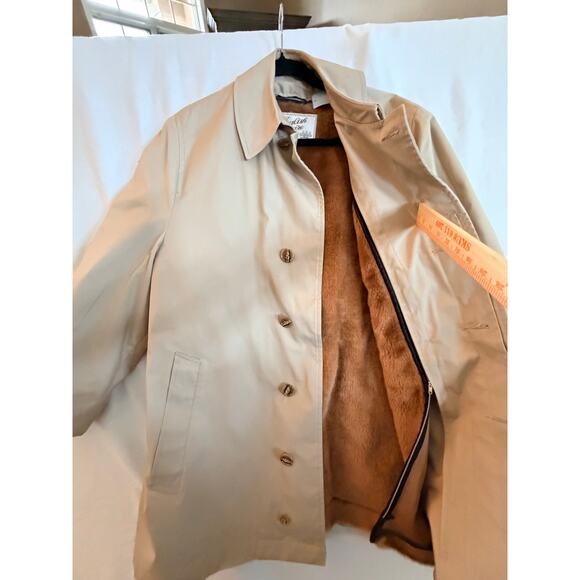 Vintage English Squire Khaki Coat USA Made Lined Trench Car Coat Men’s 42 Short - Picture 6 of 13